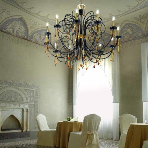 Intrecci 2084/12 murano cristallo colorato (oro opaco) - Lampadario classico - PATRIZIA VOLPATO