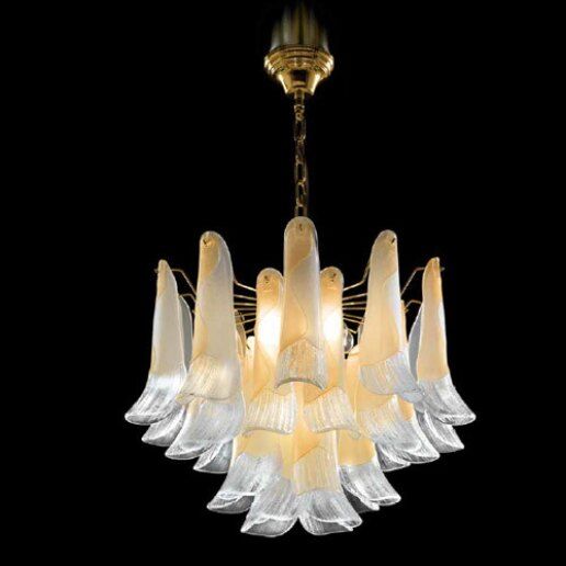 Petali 8007/60 vetro bianco (oro lucido 24 carati) - Lampadario classico - PATRIZIA VOLPATO