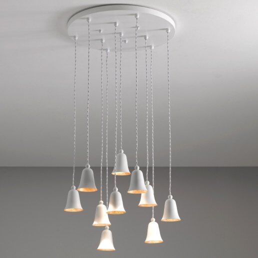 Cloche (esterno bianco opaco/interno foglia oro) - Lampadario, sospensione - NOIDESIGN